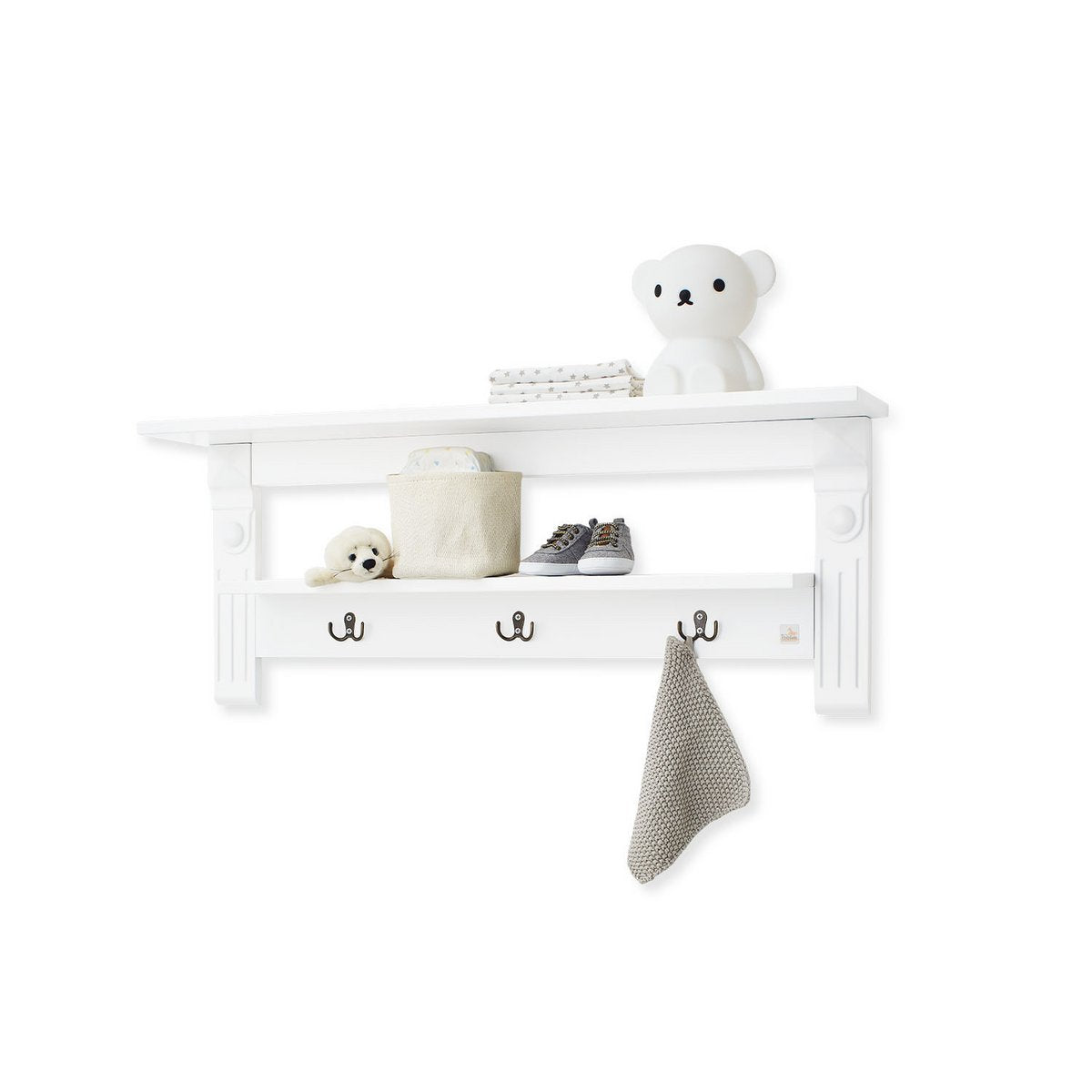 Kwekerij 'Emilia' extra breed, incl. wandplank 4 delen: ledikant, extra brede commode, 2 - deurs kledingkast, wandplank - Smart Simple