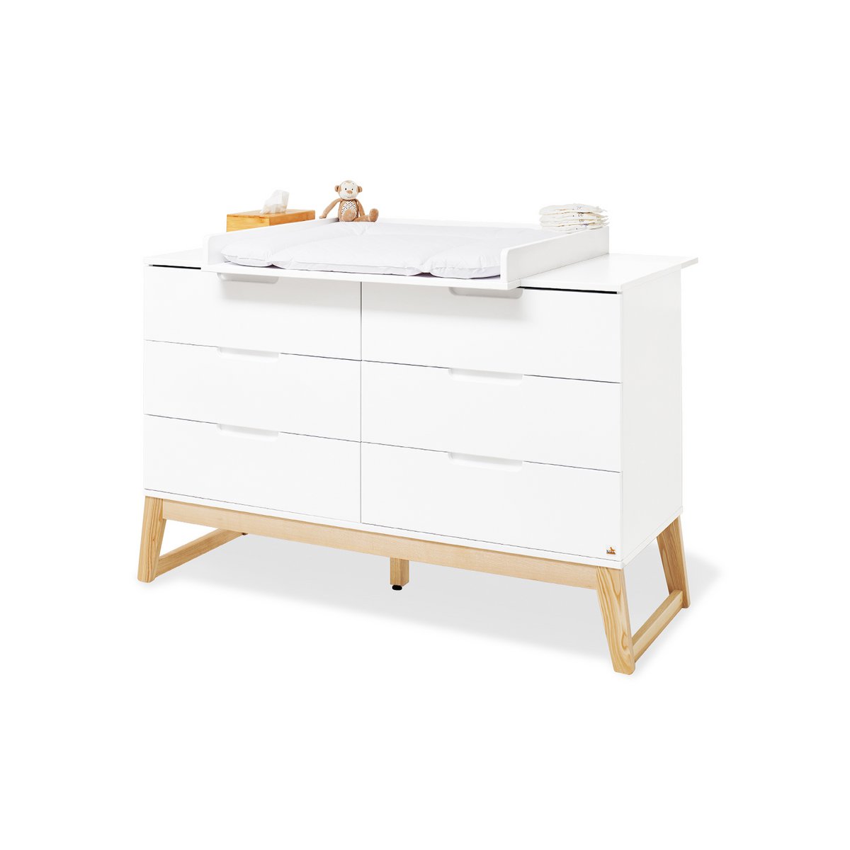 Kwekerij 'Brug' extra breed 3 delen: ledikant, extra brede commode, 2 - deurs kledingkast - Smart Simple