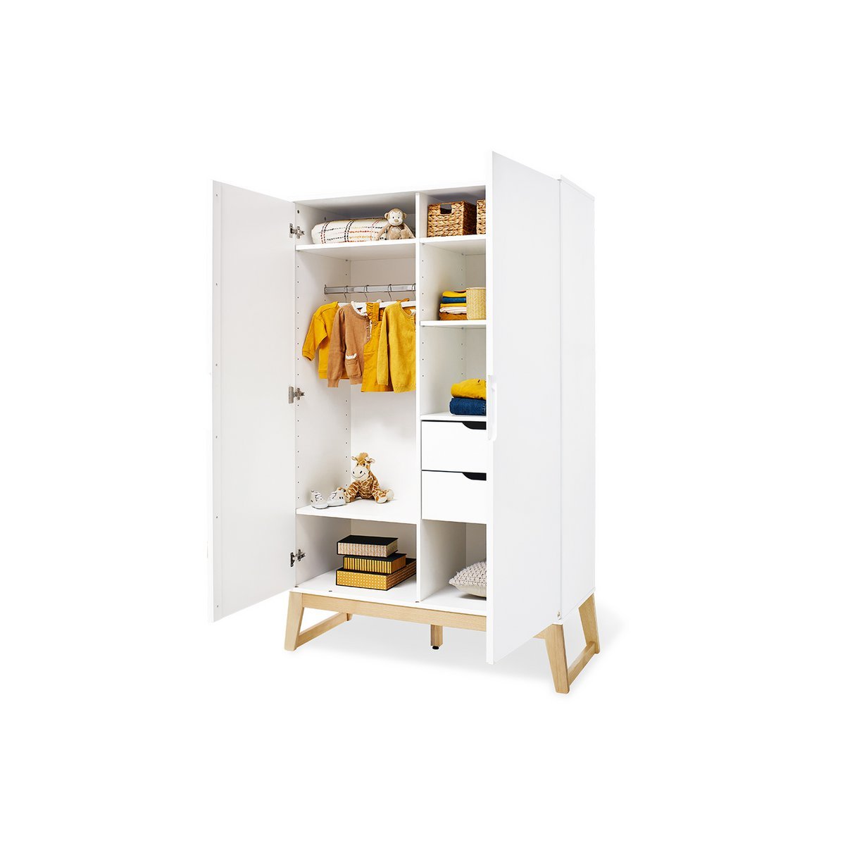 Kwekerij 'Brug' breed 3 delen: ledikant, brede commode, 2 - deurs kledingkast - Smart Simple