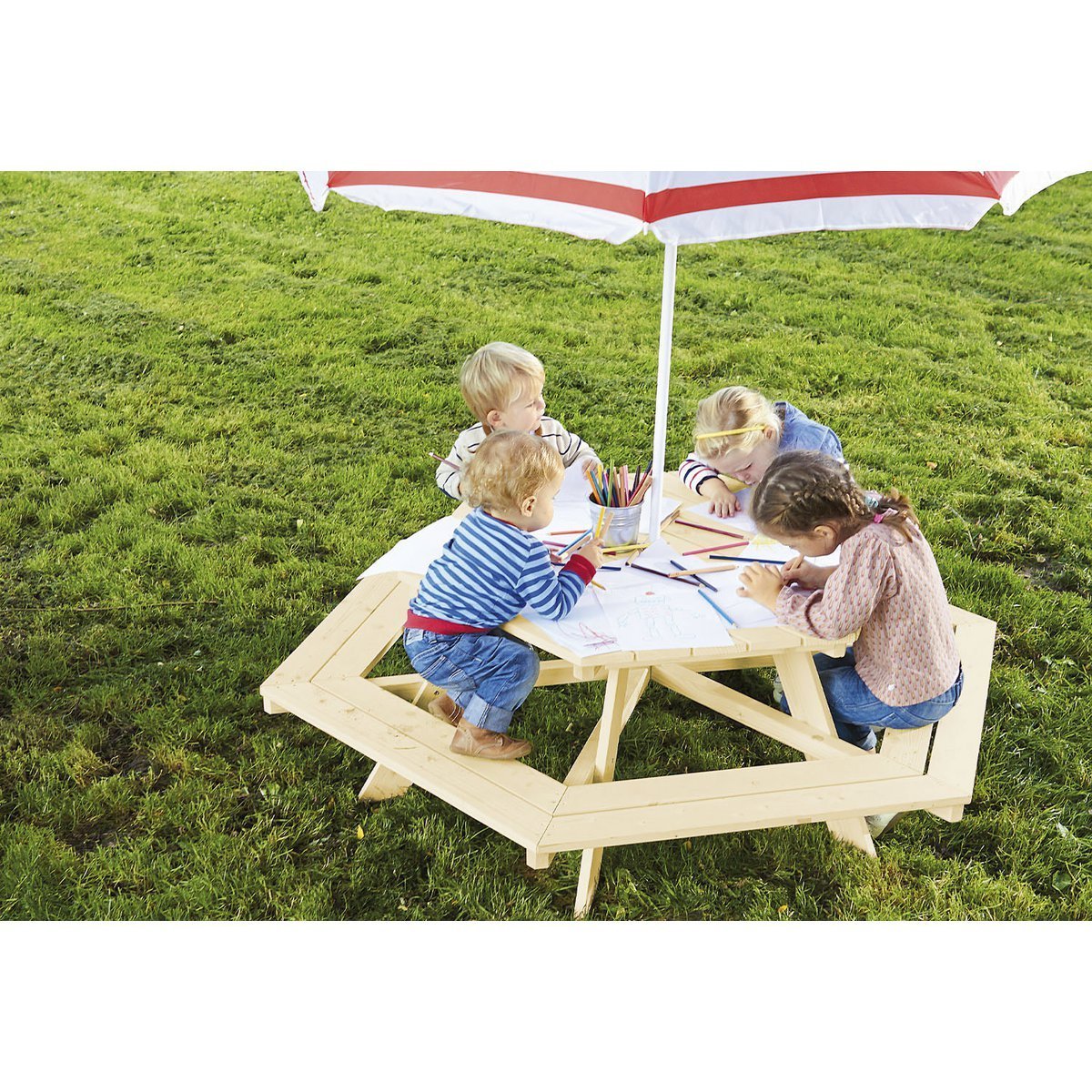 Kinderpicknickbank 'Nicki 6 - Eck' naturel - Smart Simple