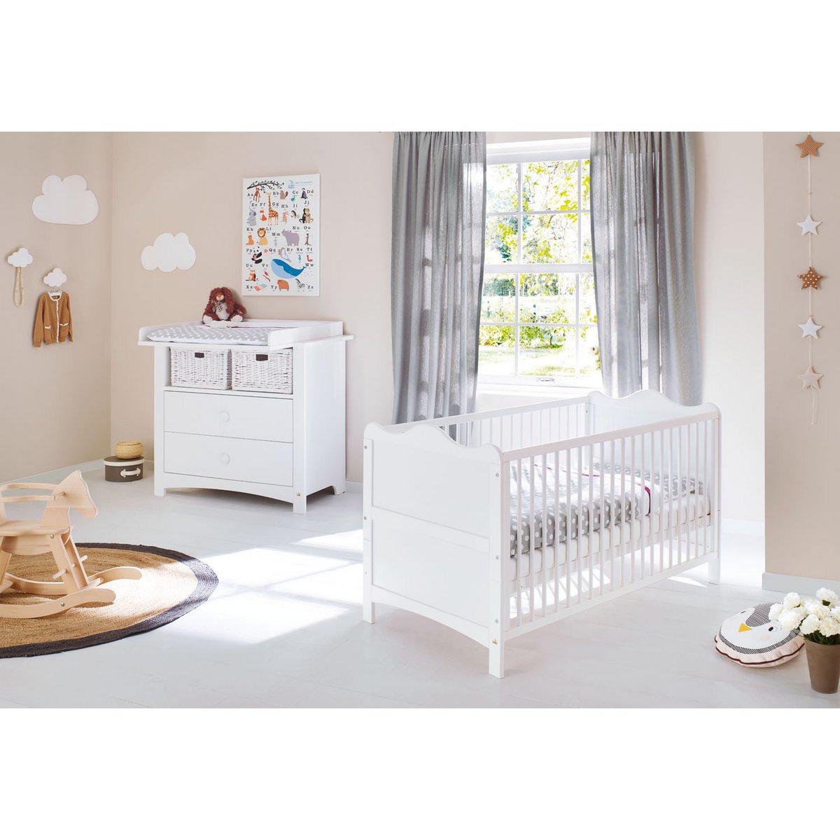 Startset 'Florentina' breed 2 delen: ledikant, brede commode - Smart Simple