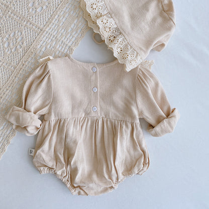Lente Romper met Gratis Muts – Kantjurkje voor Baby’s (1 Jaar Feestoutfit) - Smart Simple