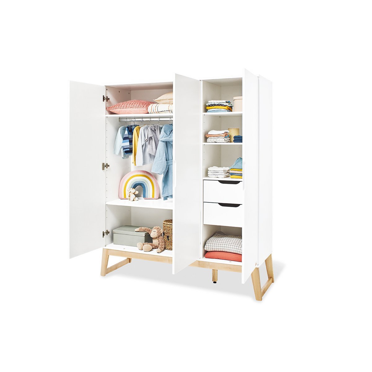 Kwekerij 'Bridge' breed groot 3 delen: ledikant, brede commode, grote kledingkast - Smart Simple