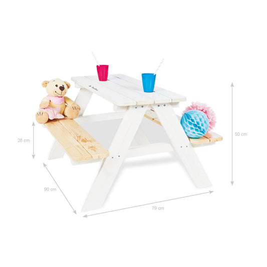 Kinderpicknickbank 'Nicki für 4', wit - Smart Simple