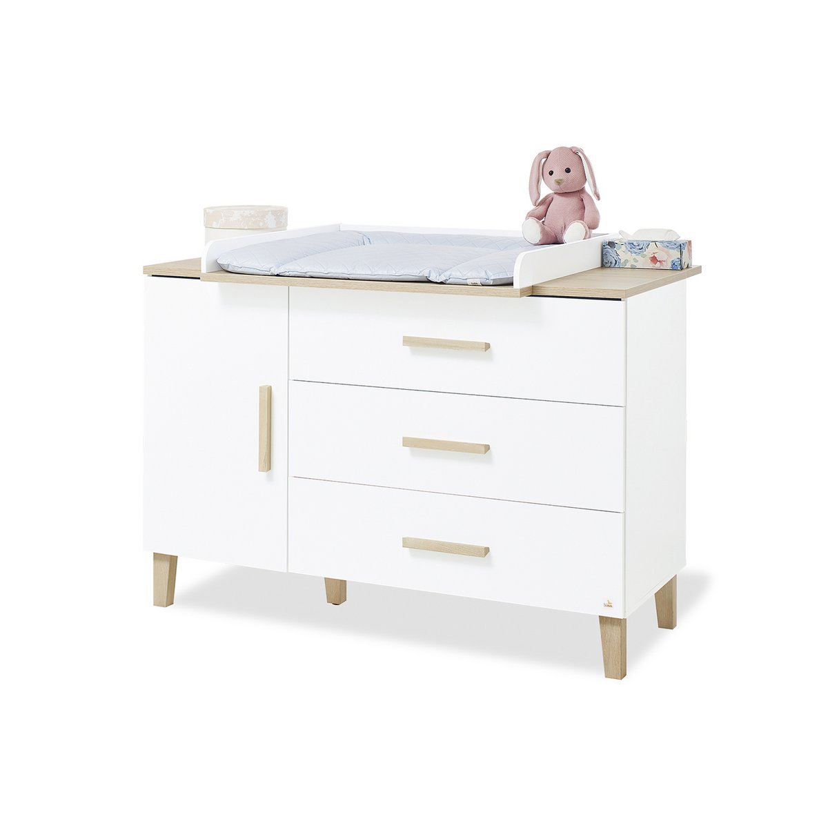 Kwekerij 'Lumi' extra breed 3 delen: ledikant, extra brede commode, 2 - deurs kledingkast - Smart Simple