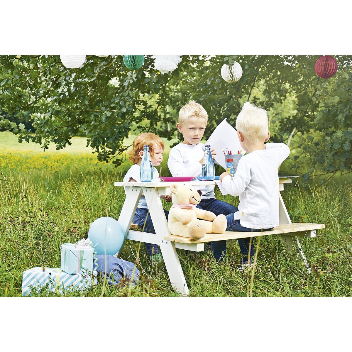Kinderpicknickbank 'Nicki für 4', wit - Smart Simple
