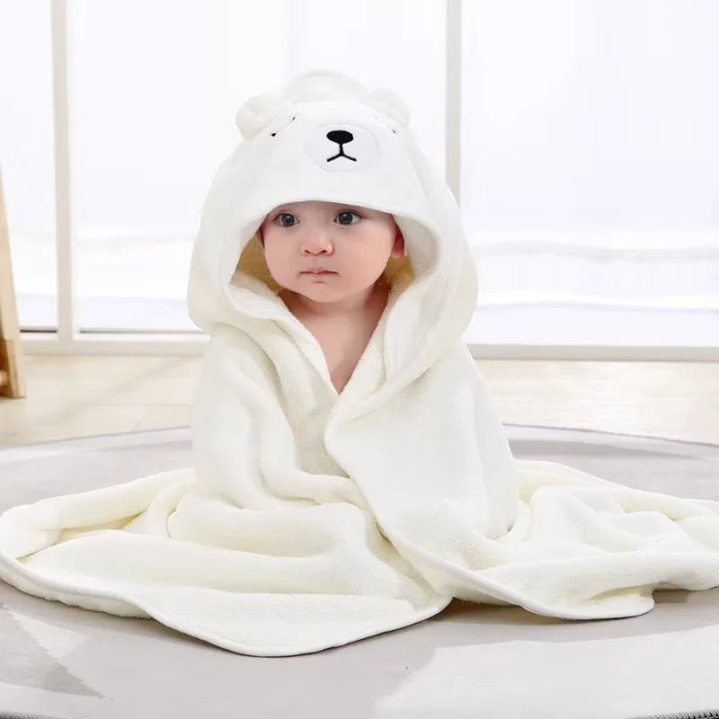 Baby Badcape met Capuchon – Zachte Fleece Handdoek met Oren - Smart Simple