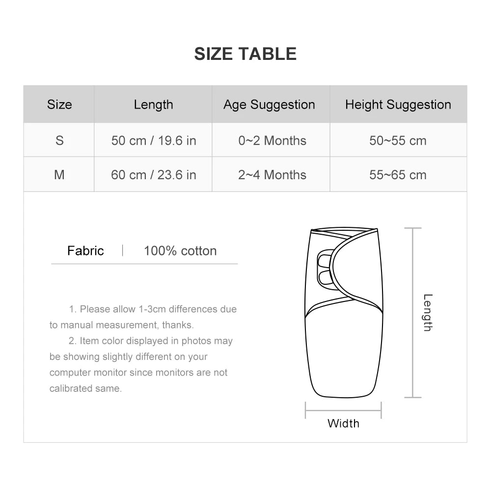 Newborn Zomerslaapzak Katoen – Dun Swaddle 0–6M (0.5 TOG)