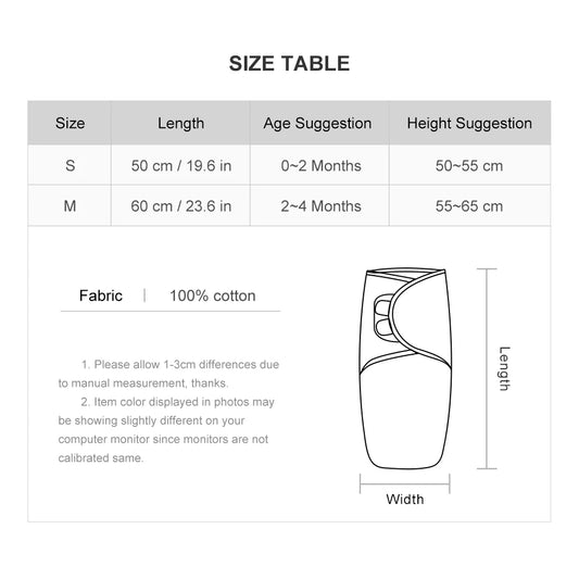 Newborn Zomerslaapzak Katoen – Dun Swaddle 0–6M (0.5 TOG)