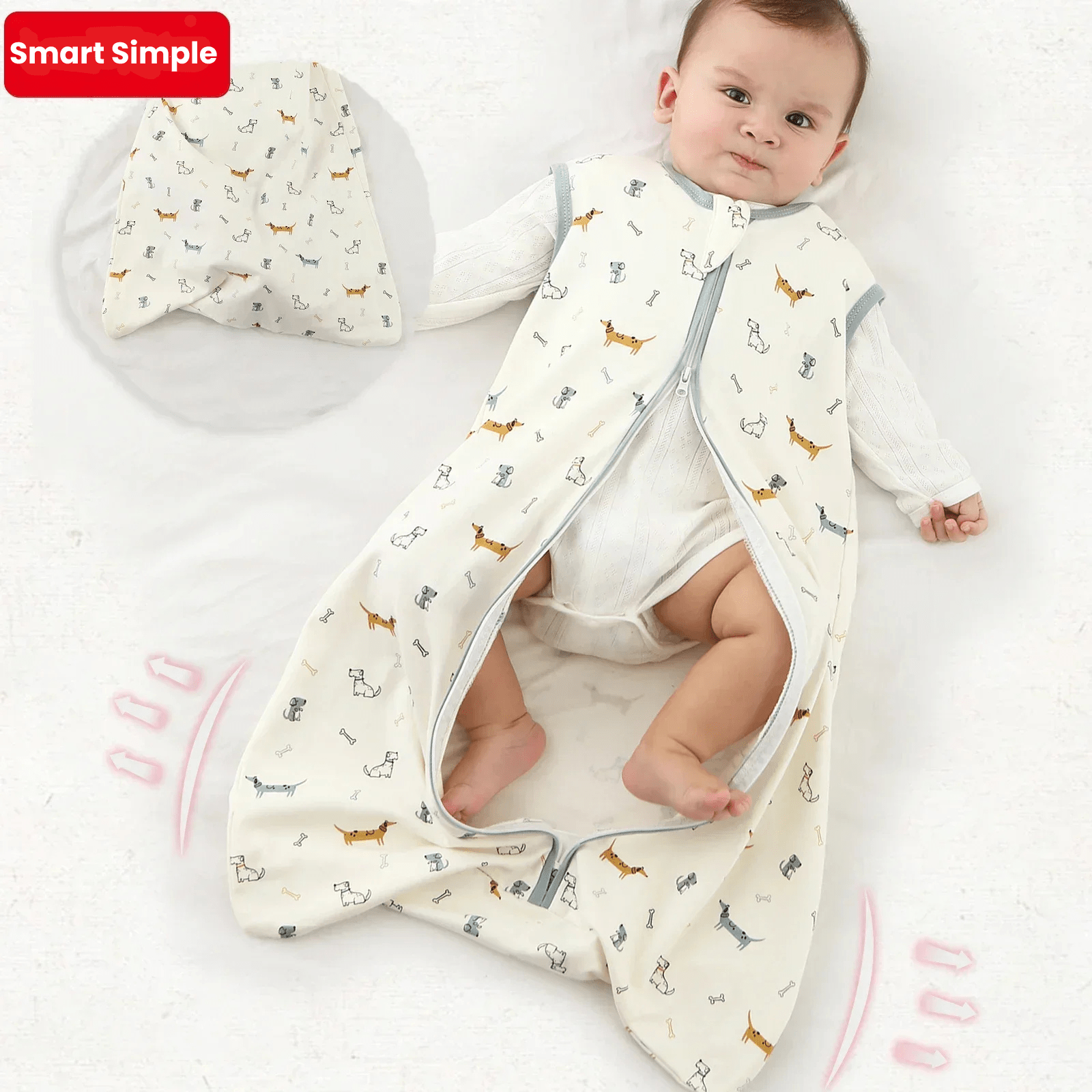Baby Slaapzak – Ademend, Comfortabel & Veilig Anti - Kick Design (3–18 Maanden) - Smart Simple