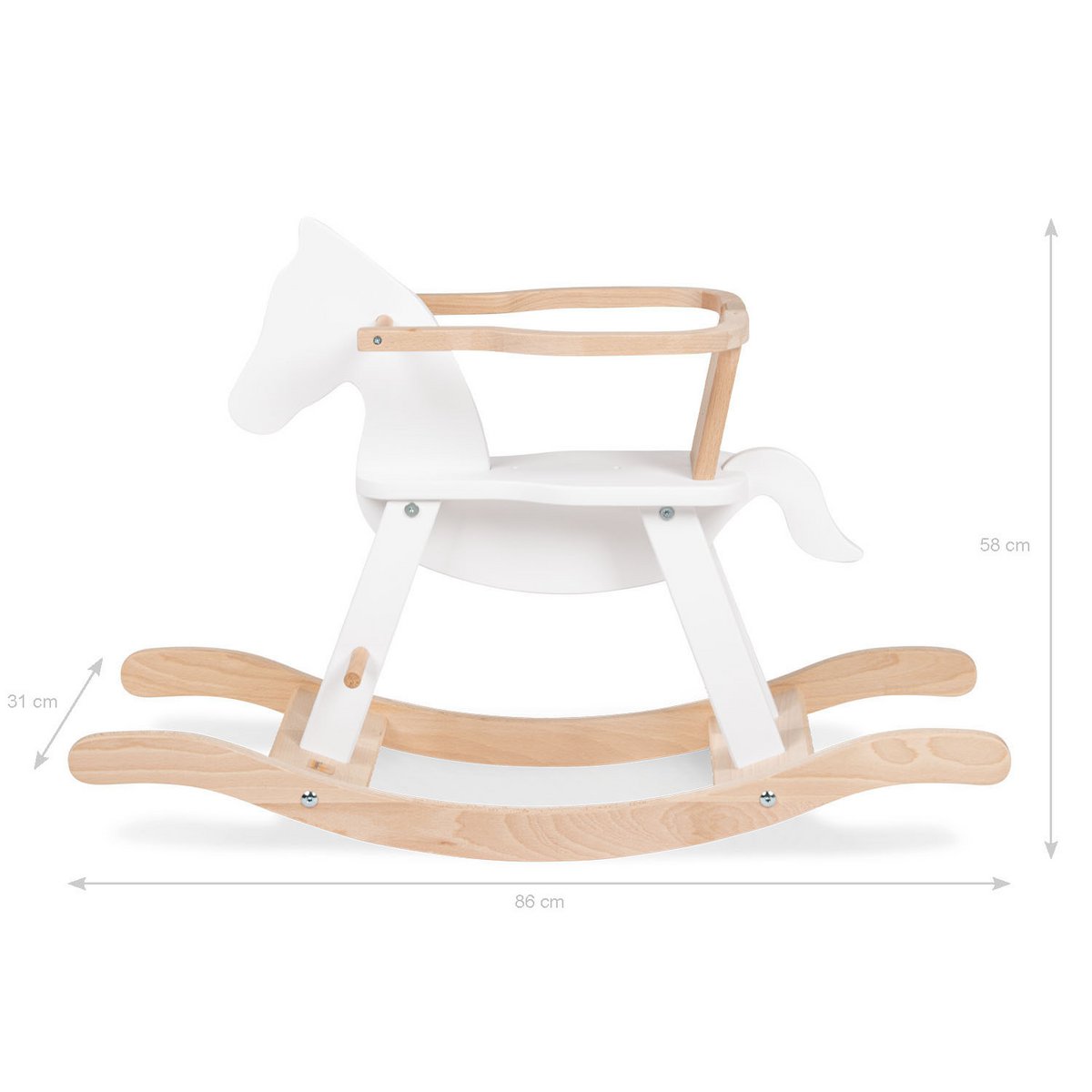 Hobbelpaard 'Pinolino' met ring, wit/naturel - Smart Simple