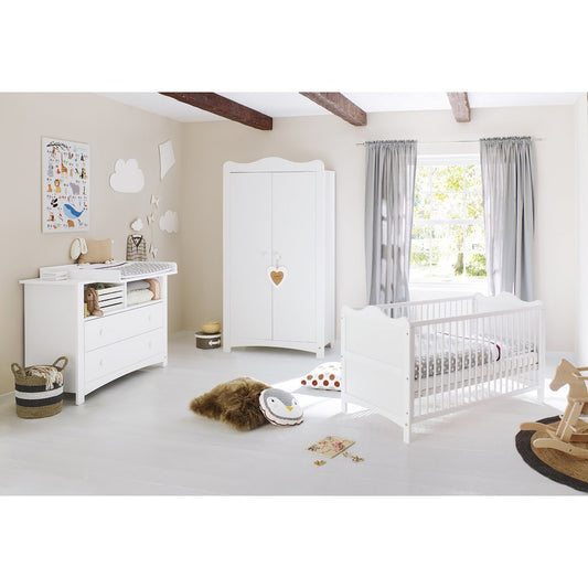 Kwekerij 'Florentina' extra breed 3 delen: ledikant, extra brede commode, 2 - deurs kledingkast - Smart Simple