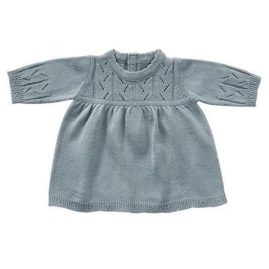Babyjurk gebreid blauw – katoen 45 cm
