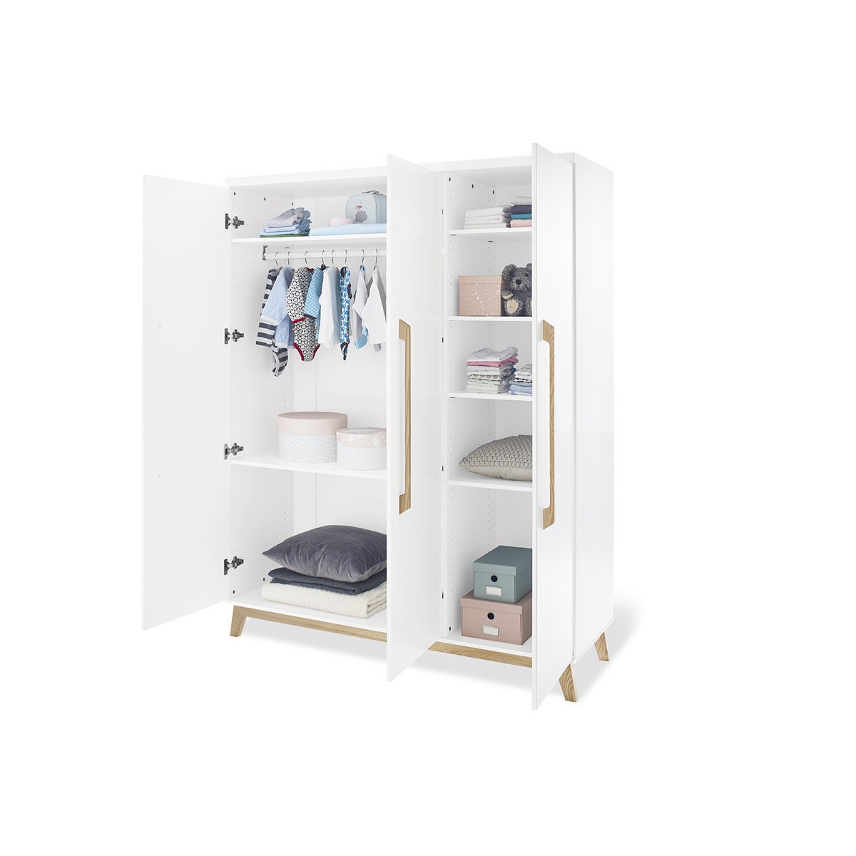 Kwekerij 'Riva' breed groot 3 delen: ledikant, brede commode, grote kledingkast - Smart Simple