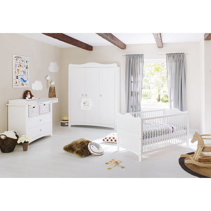 Kwekerij 'Florentina' breed groot 3 delen: ledikant, brede commode, grote kledingkast - Smart Simple