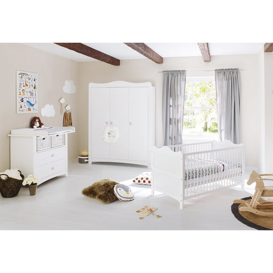Kwekerij 'Florentina' breed groot 3 delen: ledikant, brede commode, grote kledingkast - Smart Simple