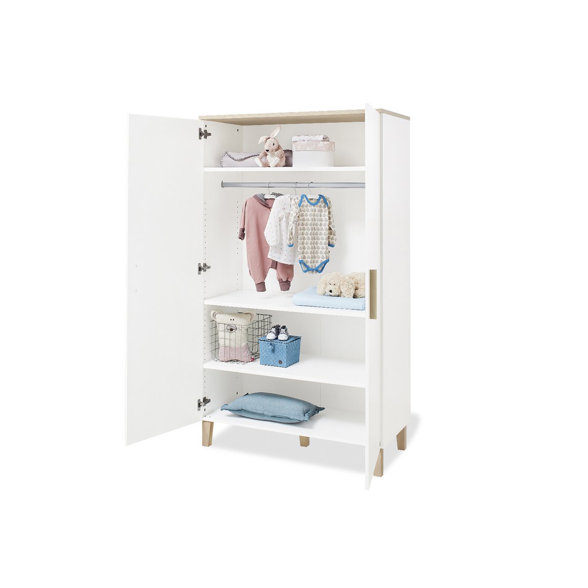 Kwekerij 'Lumi' extra breed 3 delen: ledikant, extra brede commode, 2 - deurs kledingkast - Smart Simple
