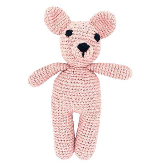 Luna-Leena beer Sam knuffel babyroze - biologisch katoen - handgehaakt in Nepal - Smart Simple-