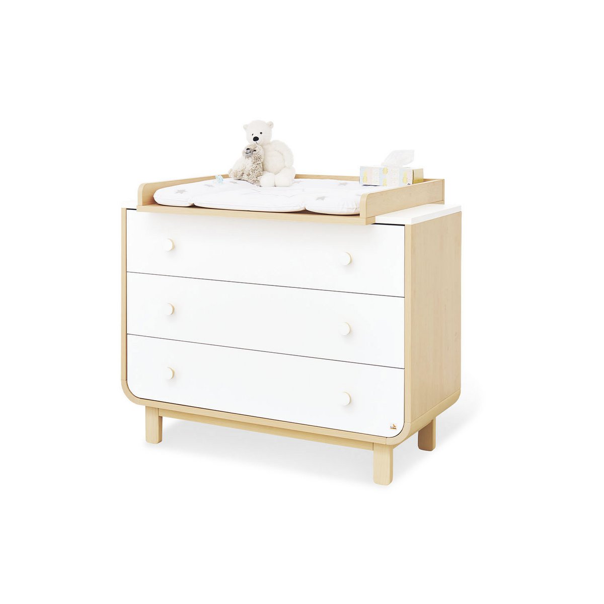 Kinderkamer 'Round' breed groot3 onderdelen: ledikantbed, breed commode, grote kledingkast - Smart Simple