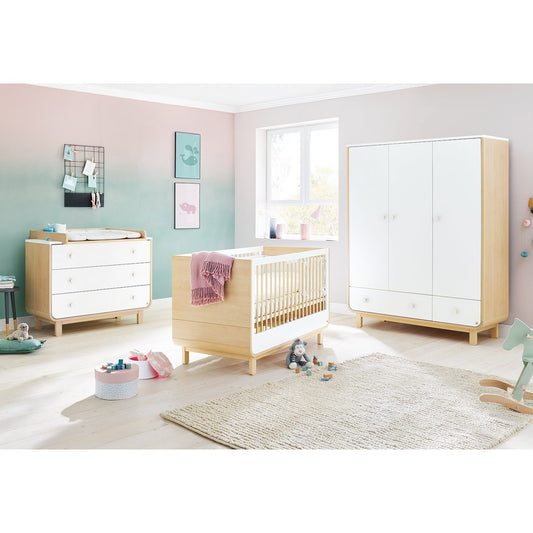 Kinderkamer 'Round' breed groot3 onderdelen: ledikantbed, breed commode, grote kledingkast - Smart Simple