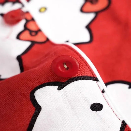 Sanrio Hello Kitty Baby Girls Pajamas Set Child Cartoon lapel Long Sleeve Top+Trousers 2Pcs Sleepwear Suit Kid Clothes Nightgown - Smart Simple