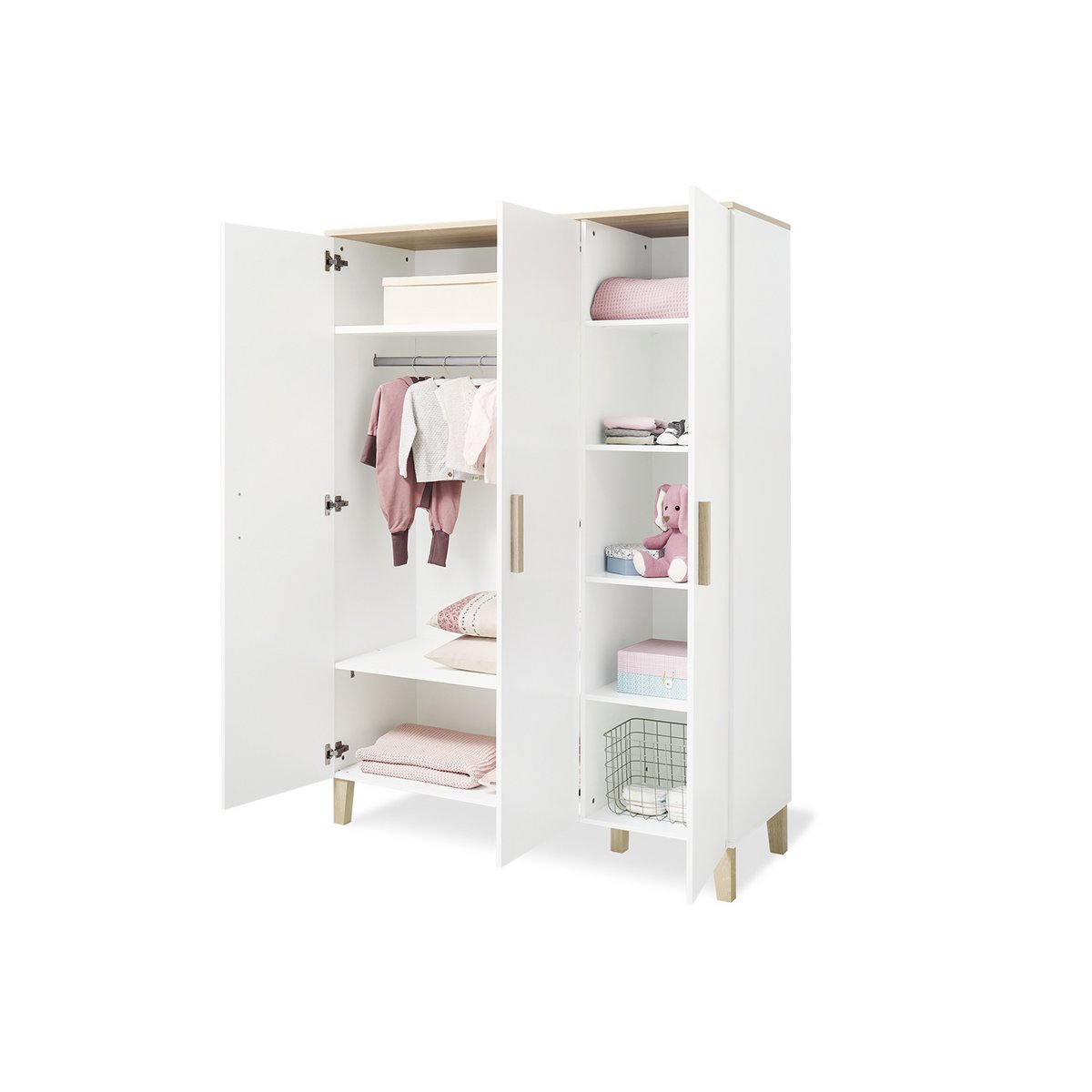 Kwekerij 'Lumi' breed groot 3 delen: ledikant, brede commode, grote kledingkast - Smart Simple