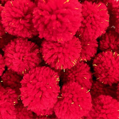 Luna - Leena haarclips pom pom 2x - rood & goud - zachte wol - handgemaakt Nepal - Smart Simple