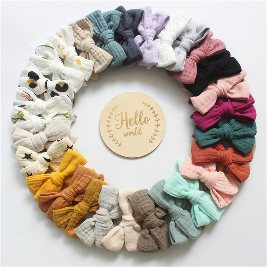 Annie & Charles® babyhoofdbandset met mousseline strik