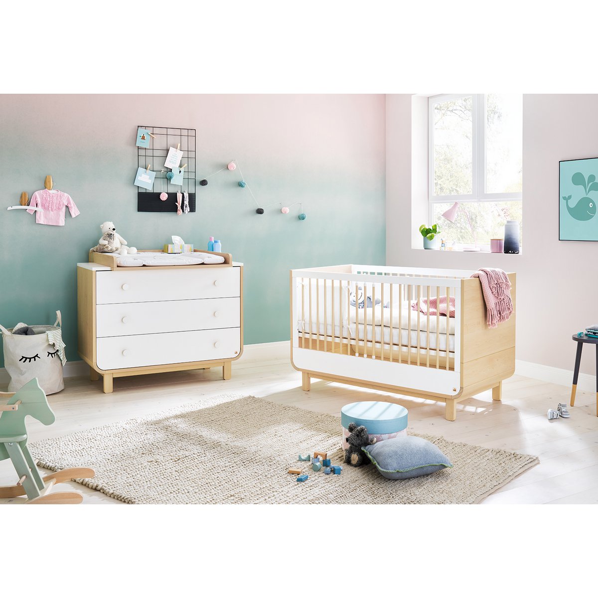 Startset 'Round' breed 2 onderdelen: ledikant, brede commode - Smart Simple