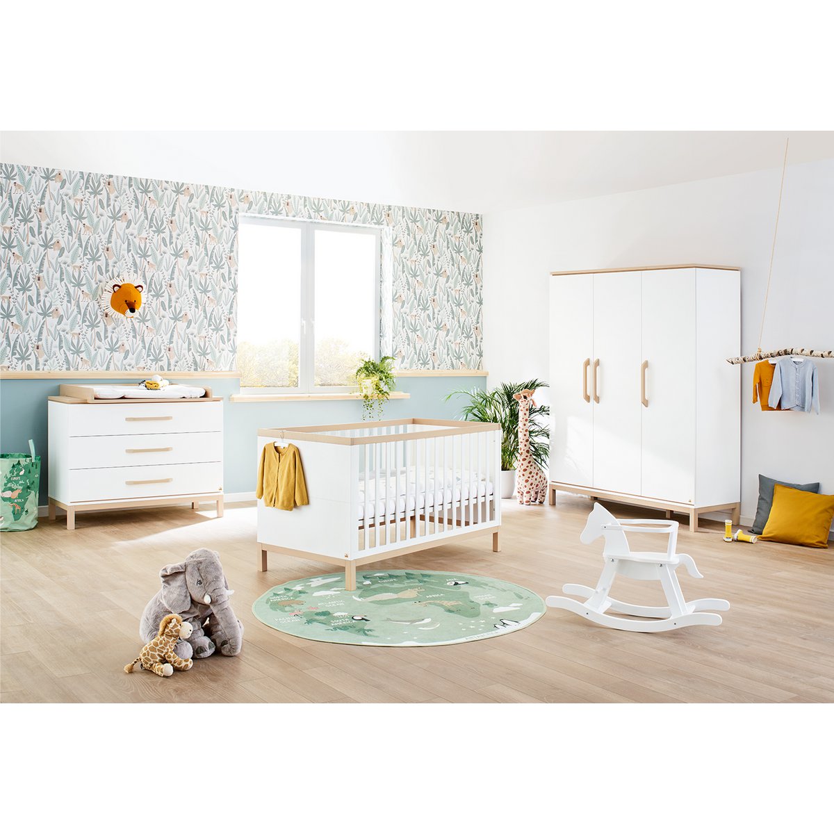 Kwekerij 'Light' breed groot 3 delen: ledikant, brede commode, grote kledingkast - Smart Simple