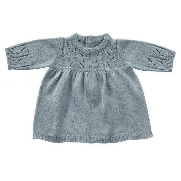 Babyjurk gebreid blauw – katoen 35 cm