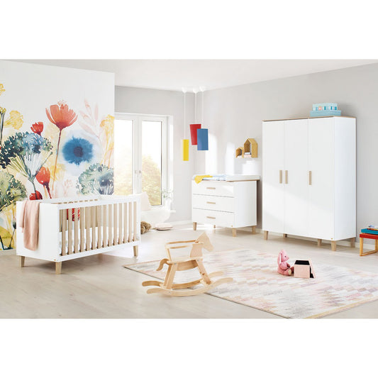 Kwekerij 'Lumi' breed groot 3 delen: ledikant, brede commode, grote kledingkast - Smart Simple