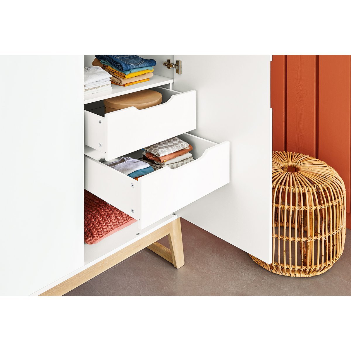 Kwekerij 'Brug' extra breed 3 delen: ledikant, extra brede commode, 2 - deurs kledingkast - Smart Simple