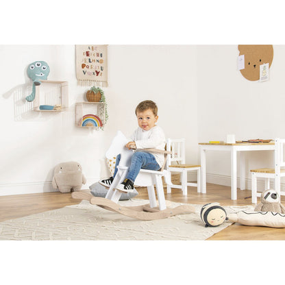 Hobbelpaard 'Pinolino' met ring, wit/naturel - Smart Simple