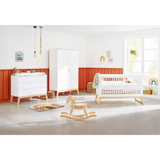 Kwekerij 'Brug' breed 3 delen: ledikant, brede commode, 2 - deurs kledingkast - Smart Simple