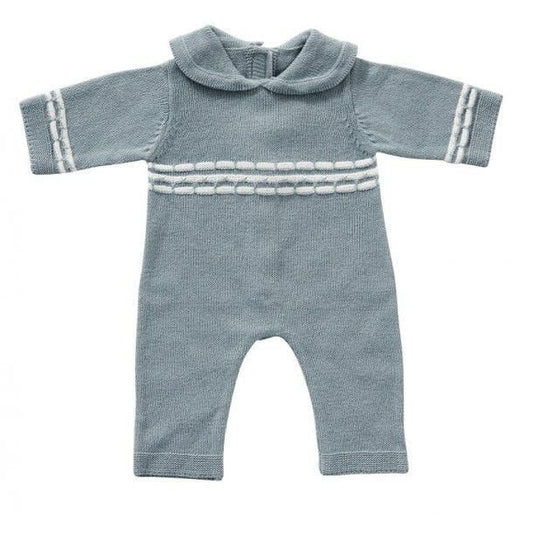 Babypakje gebreid blauw – katoen 50 cm