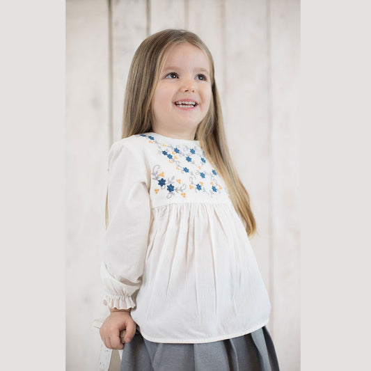 OrganicEra Biologische Vual babymeisjestuniek met borduursel, wit - Smart Simple